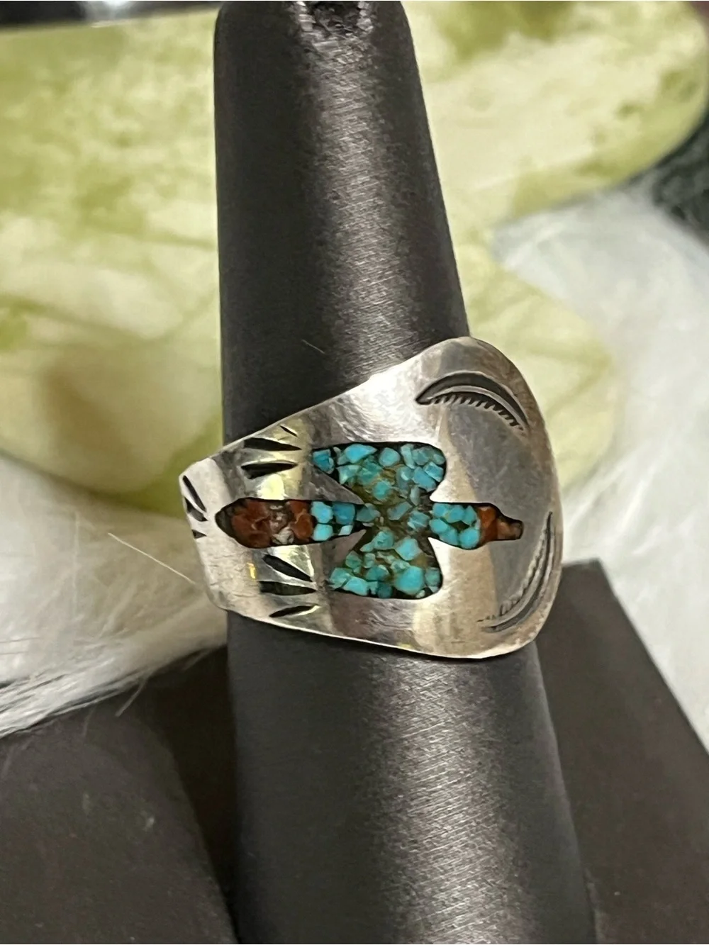Navajo Style Thunderbird Spoon Ring